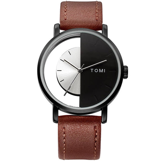 TOMI T-080  Watch Half Transparent Leather Strap