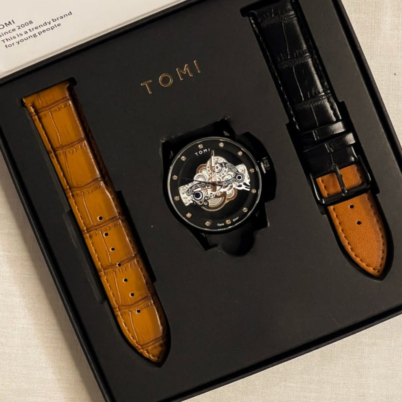 TOMI T-102 Face Gear Dual Strap Luxury Watch