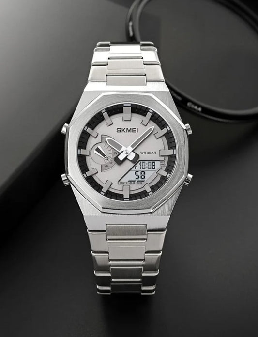 SKMEI - 1816 Dual Time Watch in Steel Strap