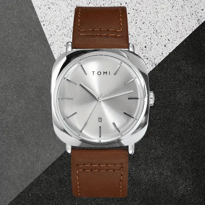 TOMI T-084 Men's Watch Quartz Date Leather Strap