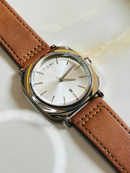 TOMI T-084 Men's Watch Quartz Date Leather Strap